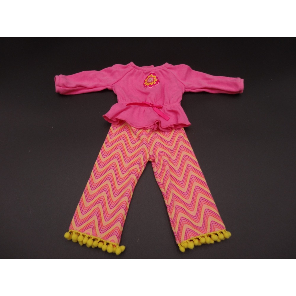 American Girl Julie Albright Zig Zag Pajamas Pink Chevron Pom Pom Outfit